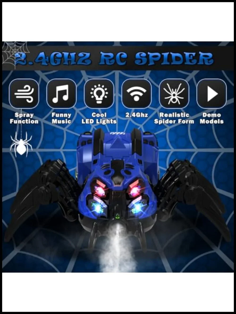 RC Spider Robot Toy with Remote, Lights, Music & Mist Spray - Halloween Gift